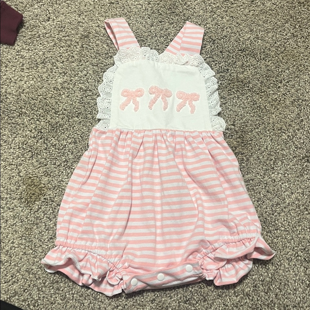 Pink and White Striped Baby Romper